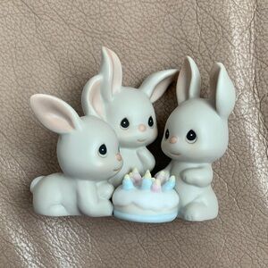 Precious Moments “Another Year And More Grey Hares” (Gray Bunny Trio with Cake)